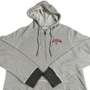 Carthage College Blue 84 Hoodie Large Pullover Stripe Soft Stretch Mens